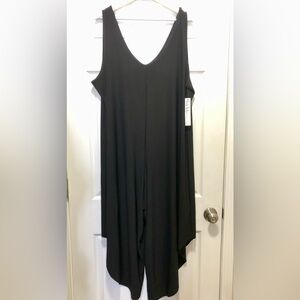 Nicole Miller Black Wide Leg Jumpsuit Romper Oversized 1 Piece Indie Sleeveless